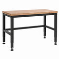 Banco da lavoro regolabile in legno naturale e acciaio nero, 120 × 60 × 90 cm