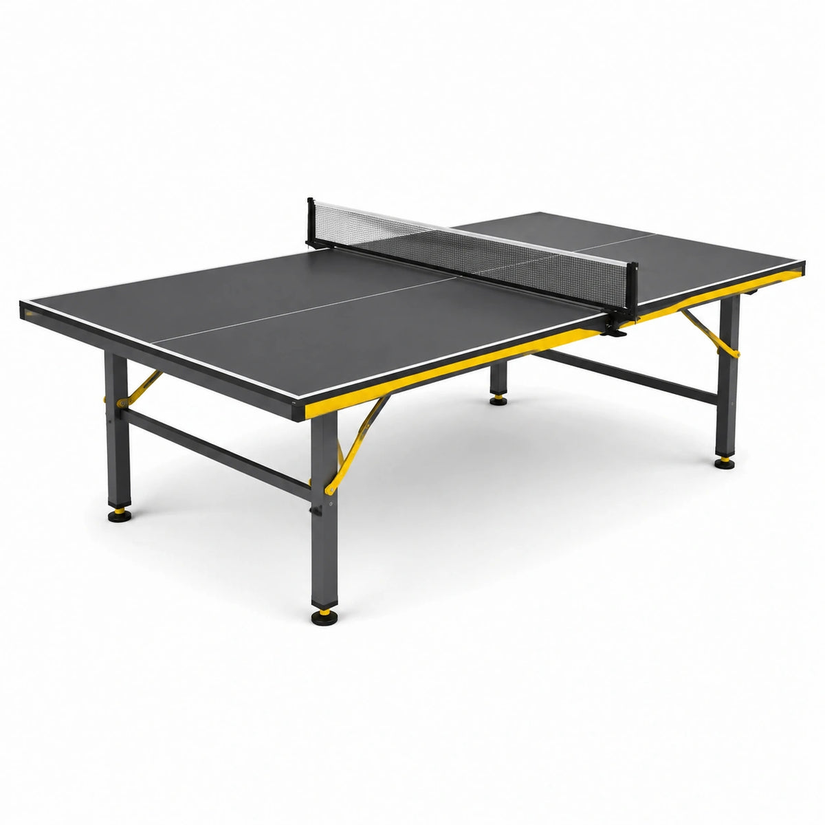 Tavolo da ping pong pieghevole da interno 274 × 152,5 × 76 cm in MDF e acciaio, nero, giallo e bianco