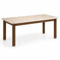 Tavolo da pranzo rettangolare 160 × 90 × 76 cm, marrone e beige effetto pietra con dettagli dorati