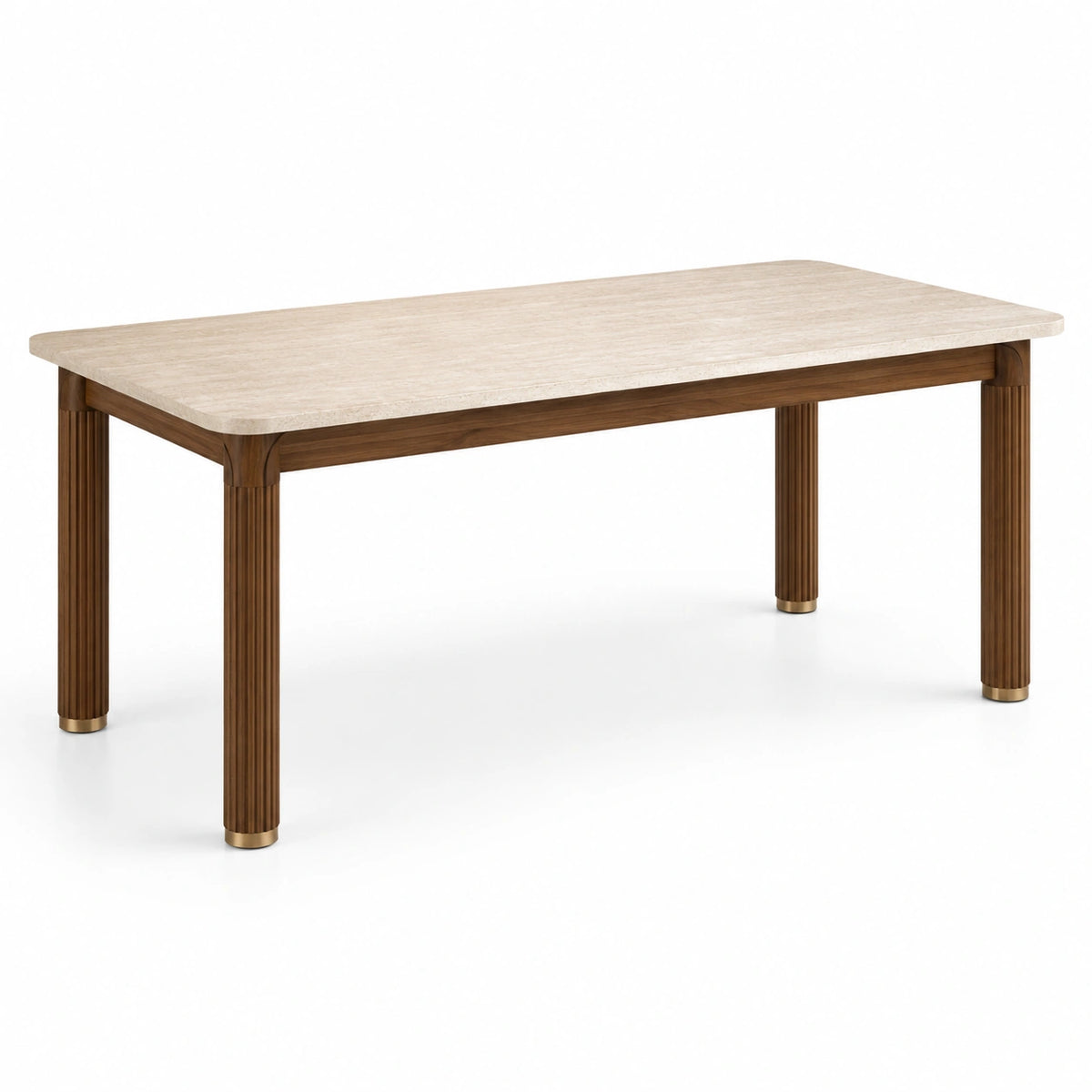 Tavolo da pranzo rettangolare 160 × 90 × 76 cm, marrone e beige effetto pietra con dettagli dorati
