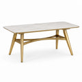 Tavolo rettangolare moderno 160 × 90 × 75 cm, bianco effetto marmo e oro