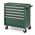 Carrello portautensili in acciaio verde con 6 cassetti e ruote, 70 × 33 × 78 cm