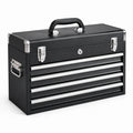 Cassetta portautensili in metallo nero e argento con 4 cassetti e vano superiore, 51 × 26 × 39 cm