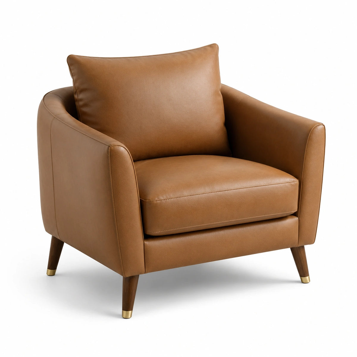 Poltrona moderna in similpelle cognac 87 × 83 × 86 cm con gambe in legno