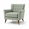 Poltrona verde salvia in tessuto con gambe in legno, 88 × 82 × 88 cm, stile metà Novecento
