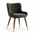 Poltrona in velluto verde scuro con gambe marroni e dettagli dorati, 68 × 72 × 84 cm