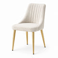Sedia imbottita moderna 55 × 58 × 82 cm in tessuto bouclé crema con gambe in metallo dorato