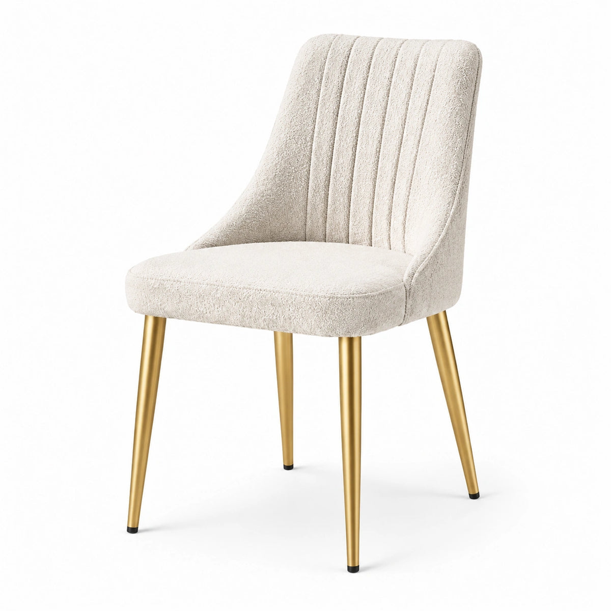 Sedia imbottita moderna 55 × 58 × 82 cm in tessuto bouclé crema con gambe in metallo dorato