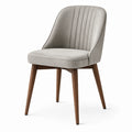 Sedia moderna imbottita in tessuto grigio con gambe in legno marrone, 57 × 61 × 84 cm