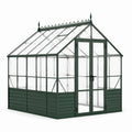 Serra da giardino in metallo verde scuro con pannelli trasparenti, doppia porta e finestra apribile, 250 × 190 × 230 cm