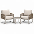 Set da giardino 3 pezzi beige e tortora, 2 poltrone 70 × 75 × 78 cm e tavolino 45 × 45 × 42 cm