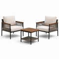 Set da giardino 3 pezzi con 2 poltrone 76 × 78 × 82 cm e tavolino 65 × 65 × 53 cm, nero, tortora, beige e marrone