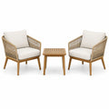 Set da giardino 3 pezzi con 2 poltrone 72 × 76 × 80 cm e tavolino 50 × 50 × 45 cm, beige, marrone e bianco crema