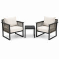 Set da giardino 3 pezzi con 2 poltrone 70 × 75 × 80 cm e tavolino 45 × 45 × 45 cm, nero, marrone e bianco crema