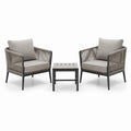 Set da giardino moderno 3 pezzi grigio tortora e antracite, 2 poltrone 74 × 76 × 79 cm e tavolino 50 × 50 × 45 cm